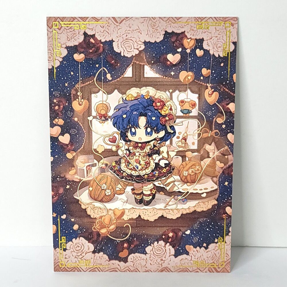 Chibi Sailor Saturn Heart Double Waifu Card Anime Girl Art Oversized Board A5